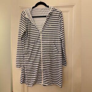 Gradual brand swimsuit cover up. Size large. Net. Blue and white striped